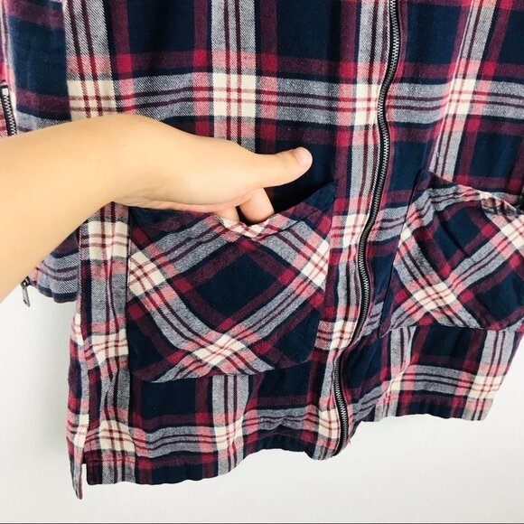 Only Plaid Flannel Zip Up Shirt Women size 34 - Picture 13 of 15